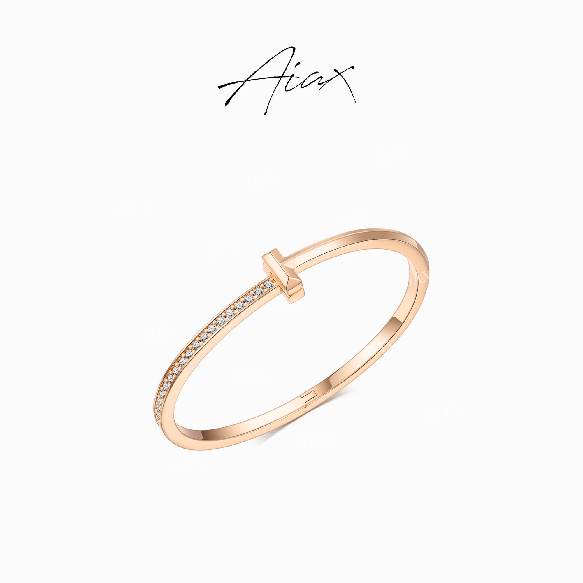铜合金合成锆石手镯 AIAX 618  轻奢精美时尚窄版简约手镯TSS7227