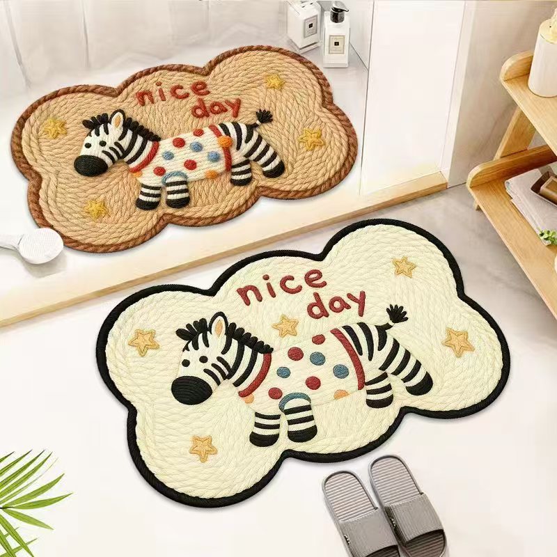 【到手两条】斑马点点卡通可爱40*60CM 防滑地垫家用入户门垫