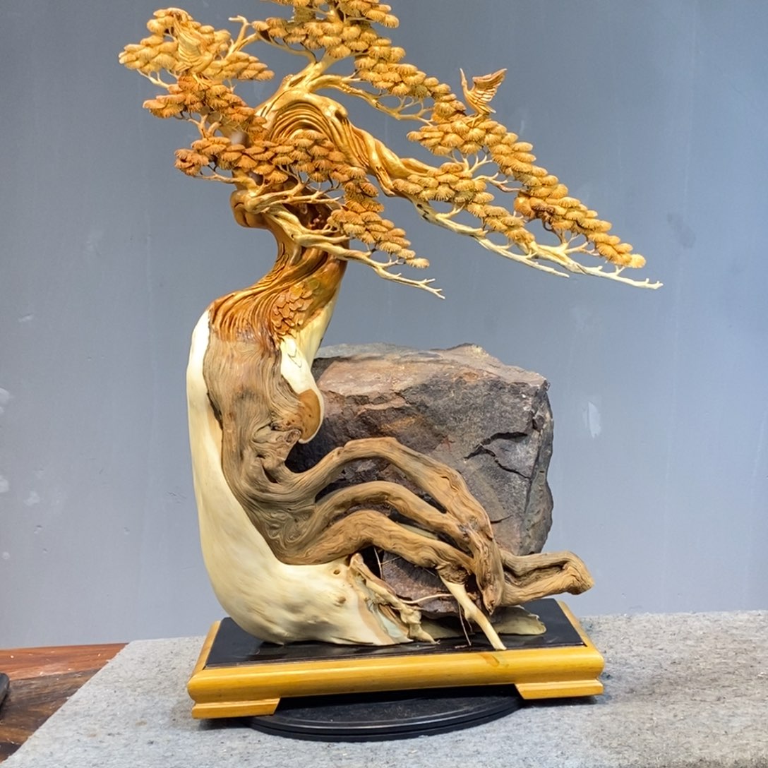 柏木最***夫木雕工艺品摆件