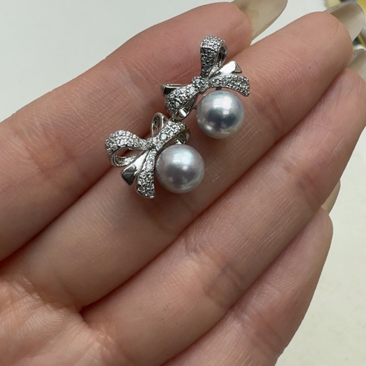 海水珍珠耳饰银S925镶嵌