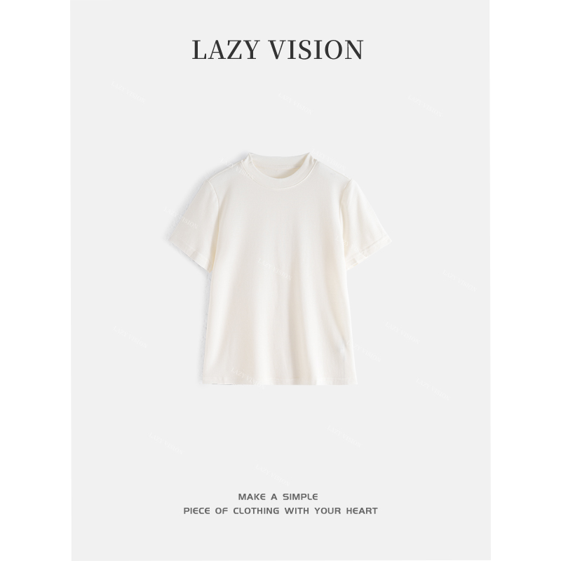 LAZYVISION/莱赛尔‘羊毛’圆领休闲短袖女士T恤ZMD-32290小小