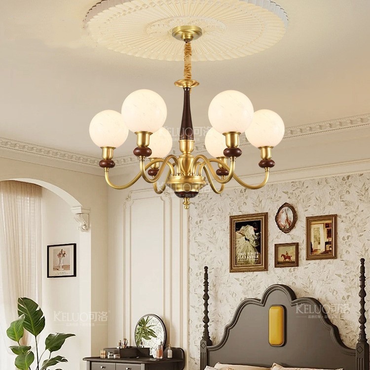 新品美式吊灯全铜客厅灯法式餐厅灯现代简约轻奢卧室灯中古风灯具