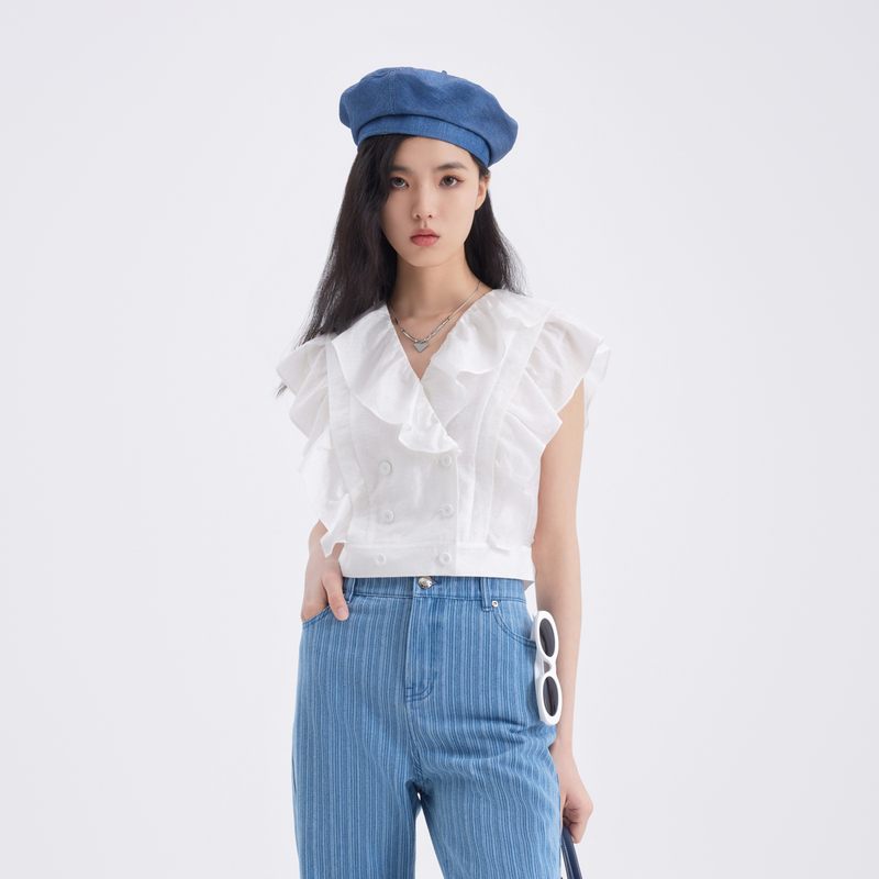 OBEG欧碧倩荷叶边无袖上衣10462078