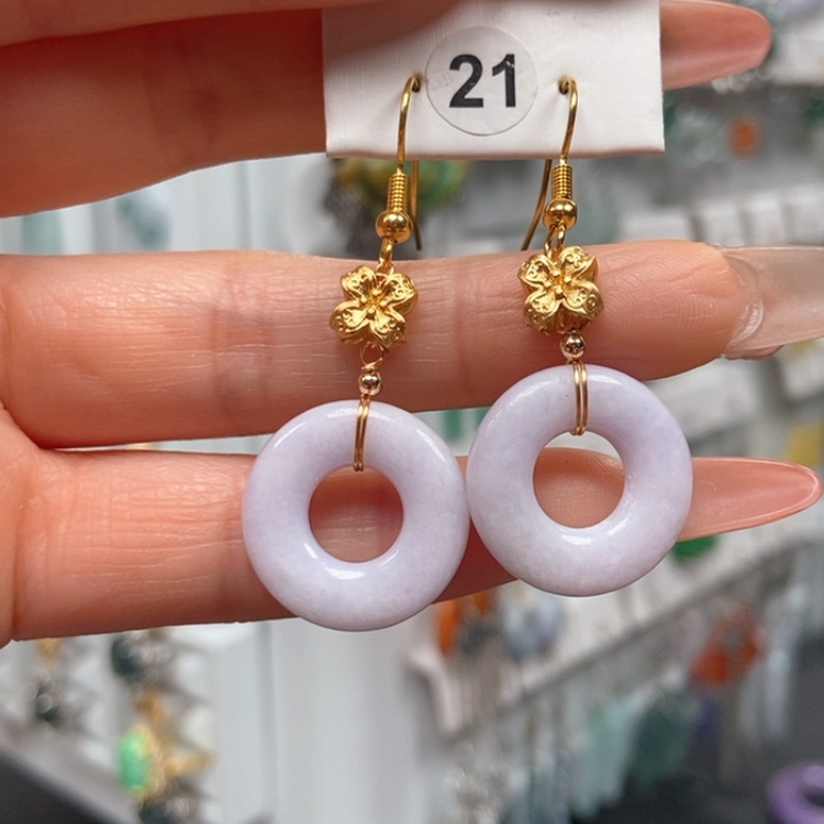 【闪购商品】翡翠耳饰银S925镀金镶嵌