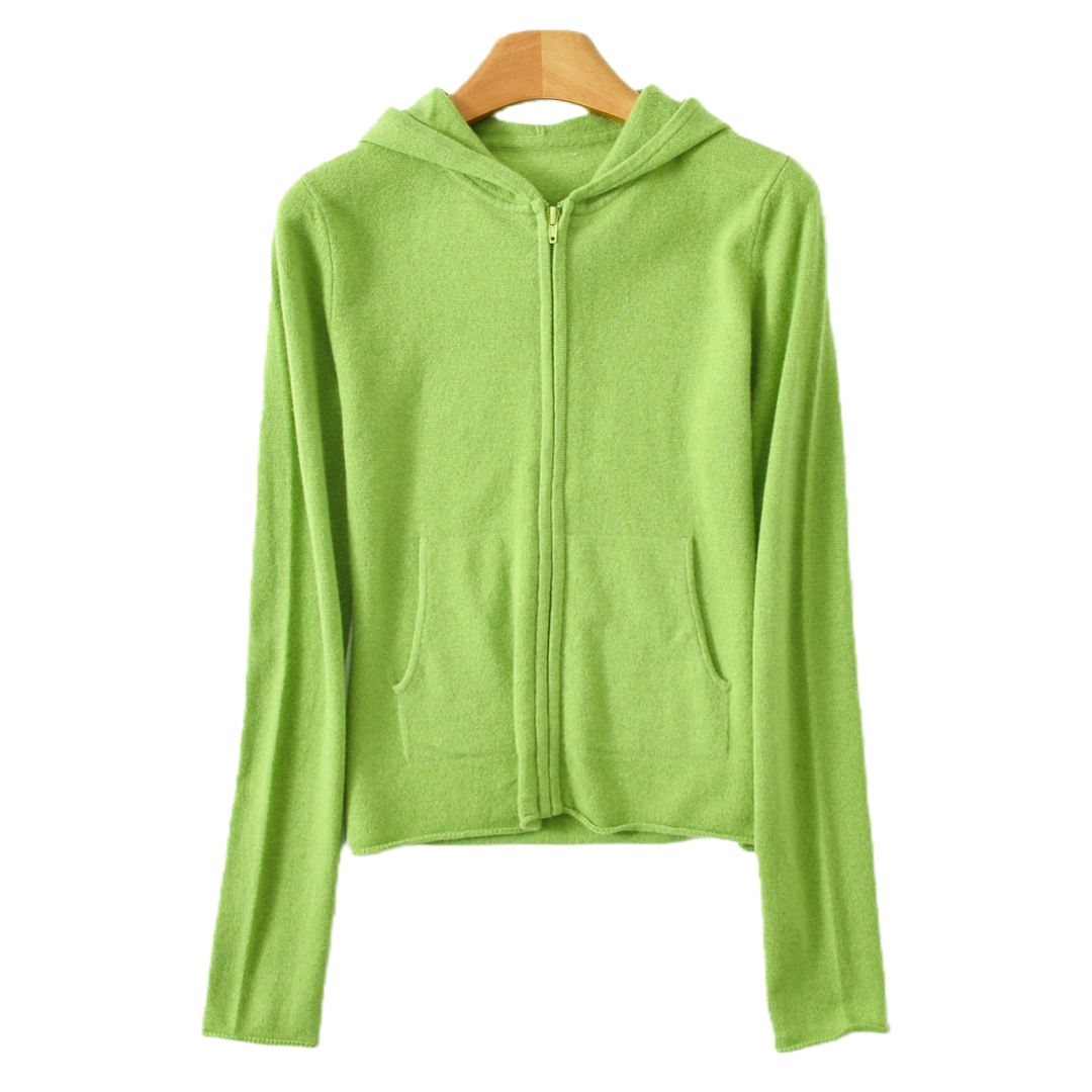 【萌萌】轻奢高端羊绒 糖果色软糯连帽单拉链女士羊绒开衫TZ2022-3