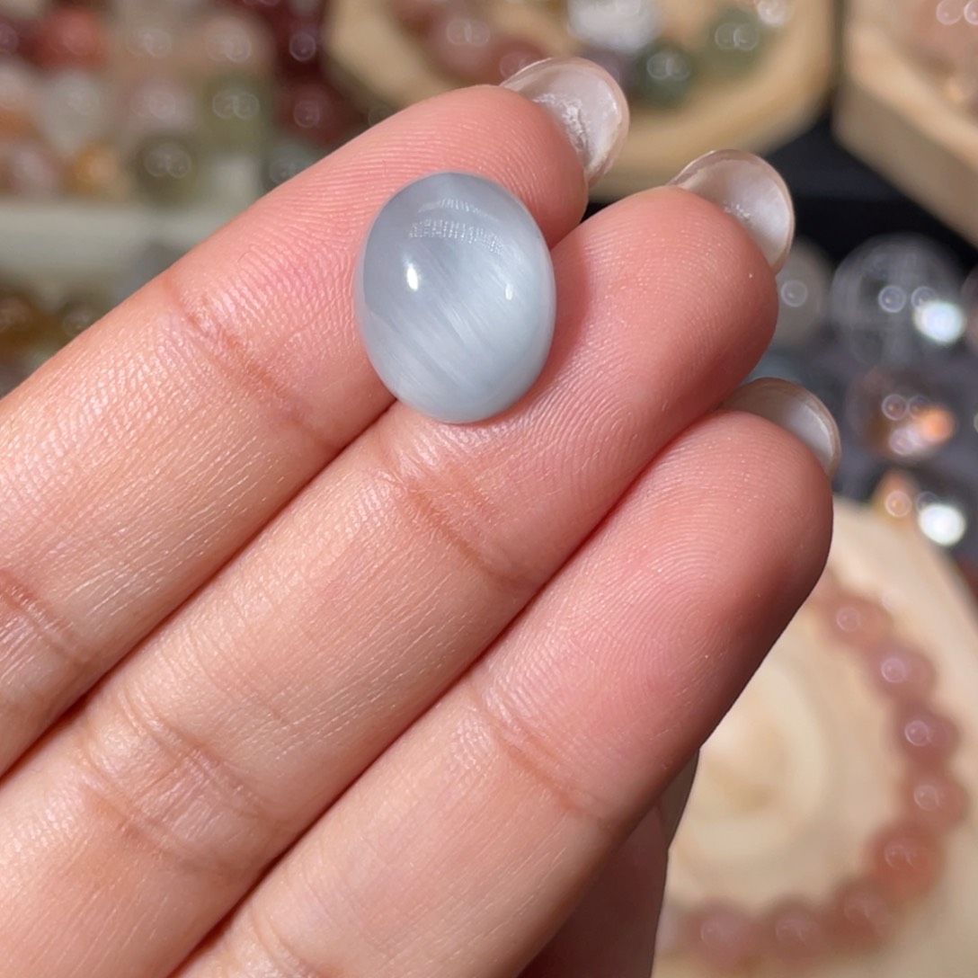 发晶珠宝半成品未镶嵌金*倪蓝兔毛蛋面