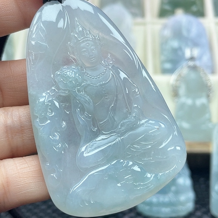 颈饰未镶嵌翡翠健**飞天然缅甸翡翠A货普贤菩萨