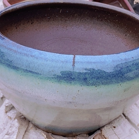 紫砂花盆口21高度17瑕疵