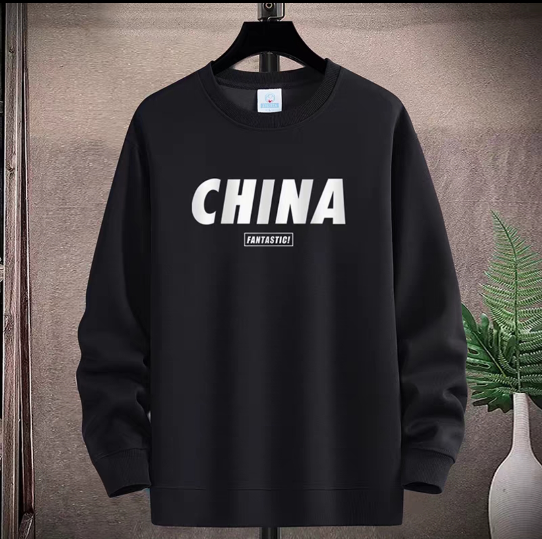 圆领卫衣男秋冬款国潮长袖宽松百搭加绒加厚套头衫XX028