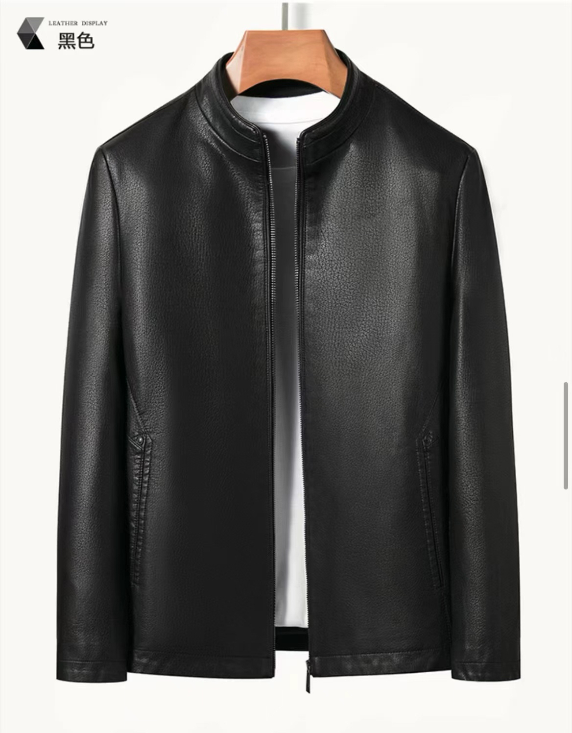 L皮男士休闲皮衣皮夹克薄款修身商务立领高档男士商务时尚