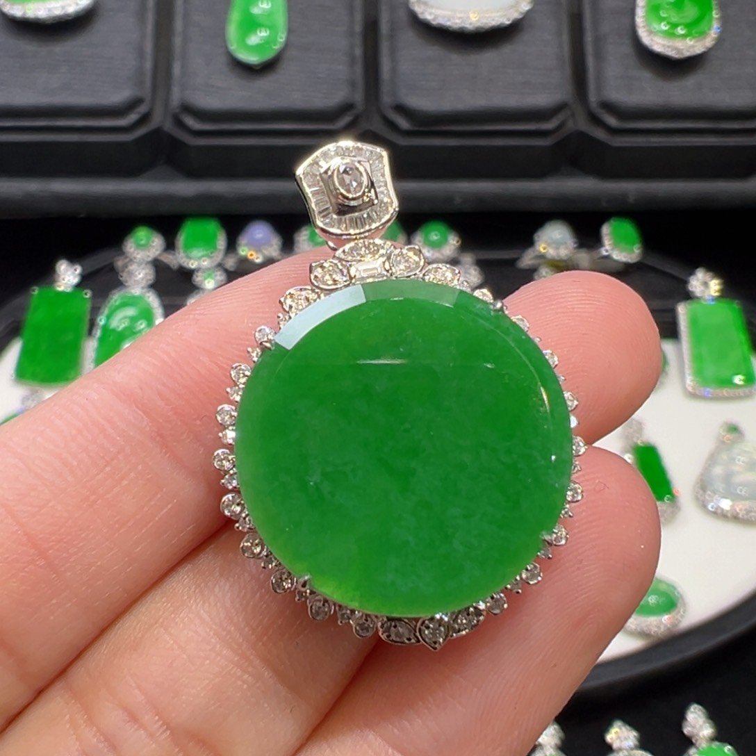翡翠吊坠(不含链)18K金镶嵌收到货48小时鉴赏期