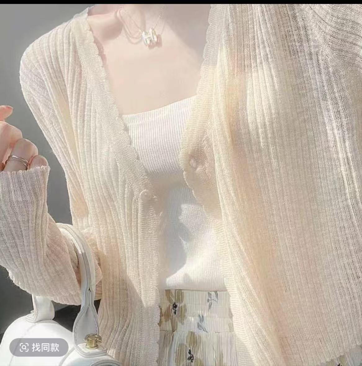 （001-100）百搭防晒时尚镂空开衫女夏季