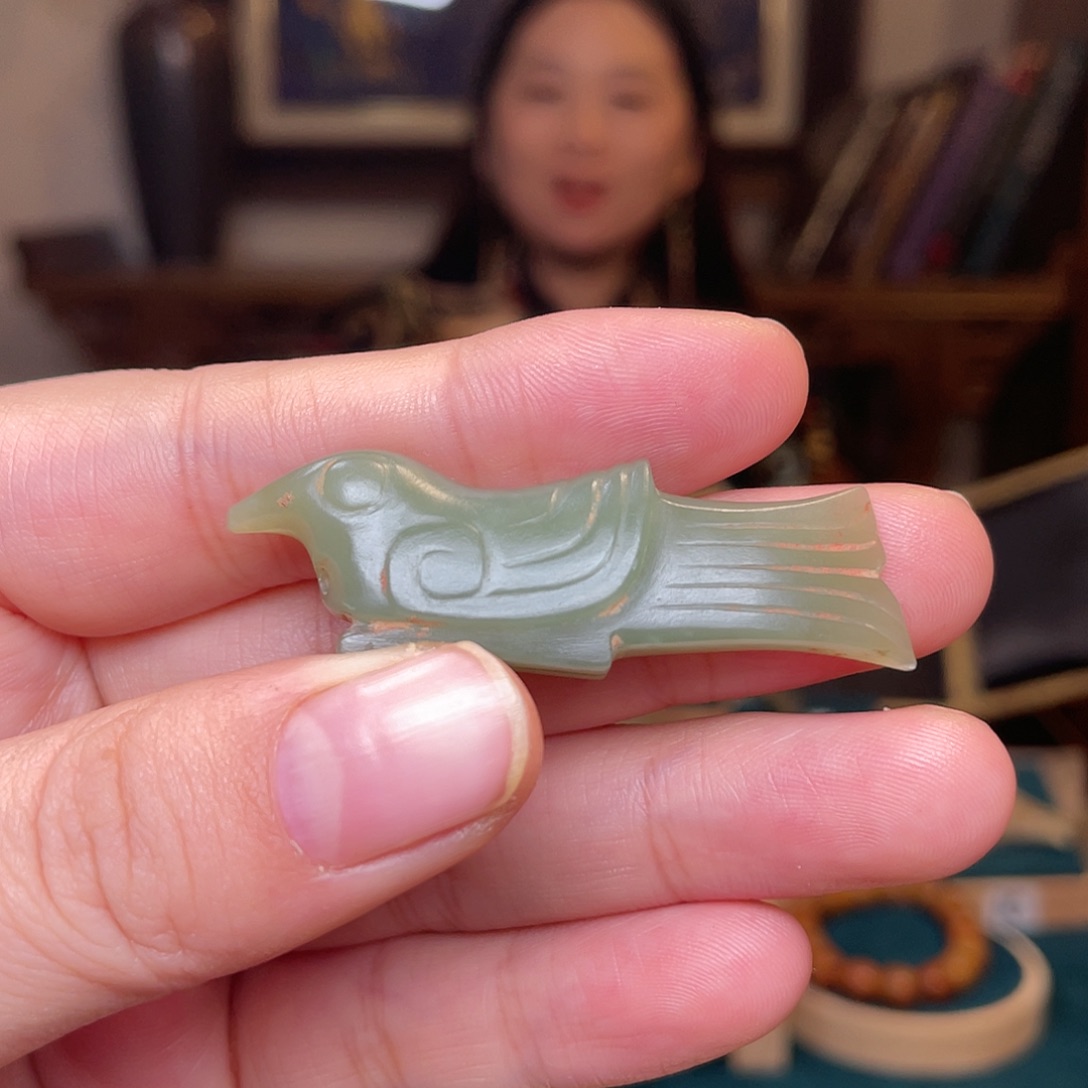 和田玉颈饰未镶嵌净***话凤鸟佩