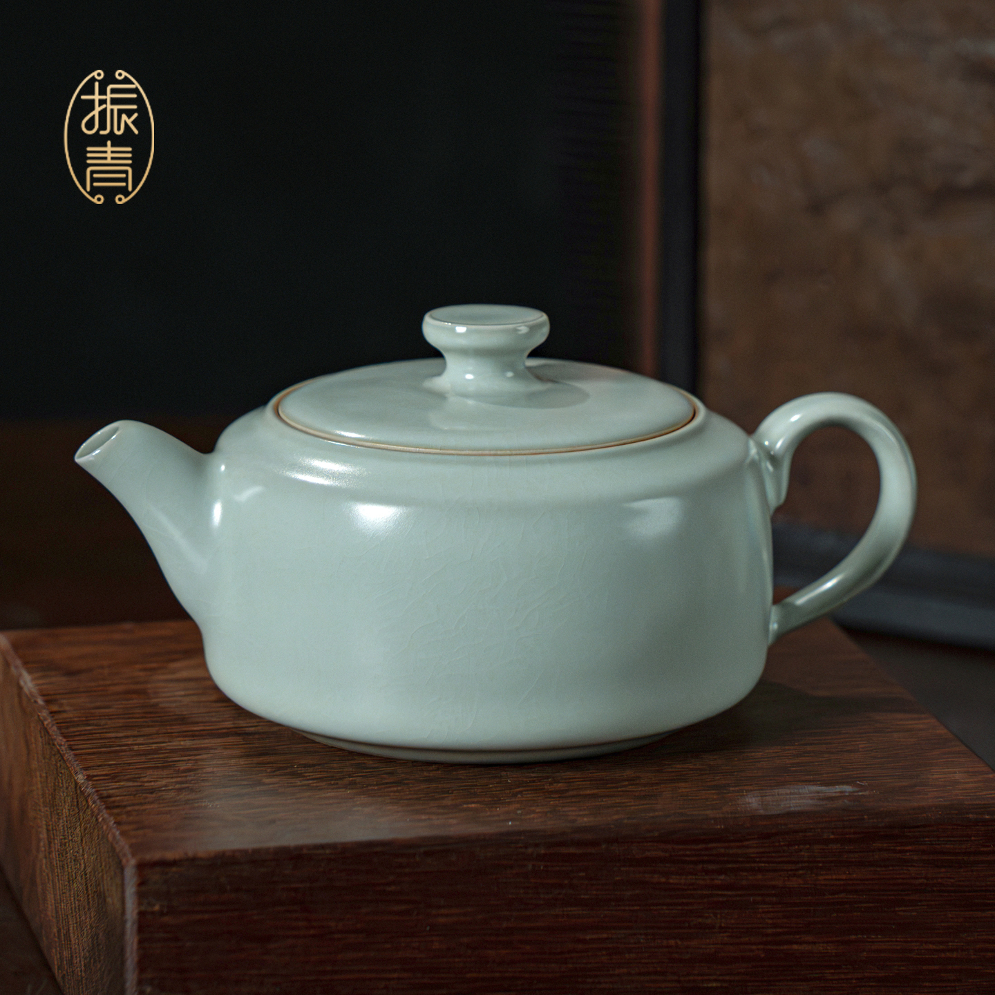 扁腹壶140mL 汝窑茶壶单壶陶瓷功夫茶具天青礼品高档汝瓷开片可养