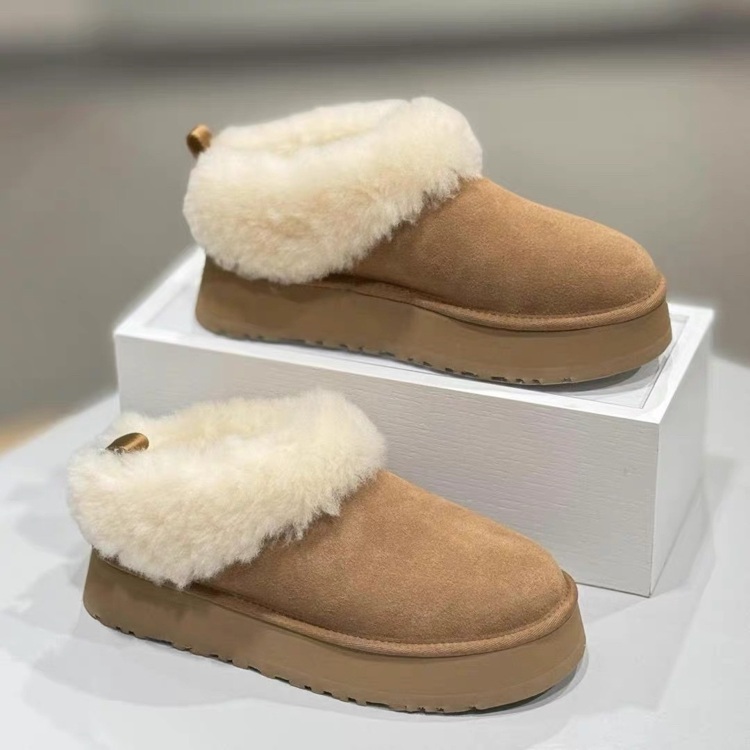 2025秋冬新款厚底塔茨勒雪地靴女进口澳洲羊皮毛一体毛毛拖鞋外穿