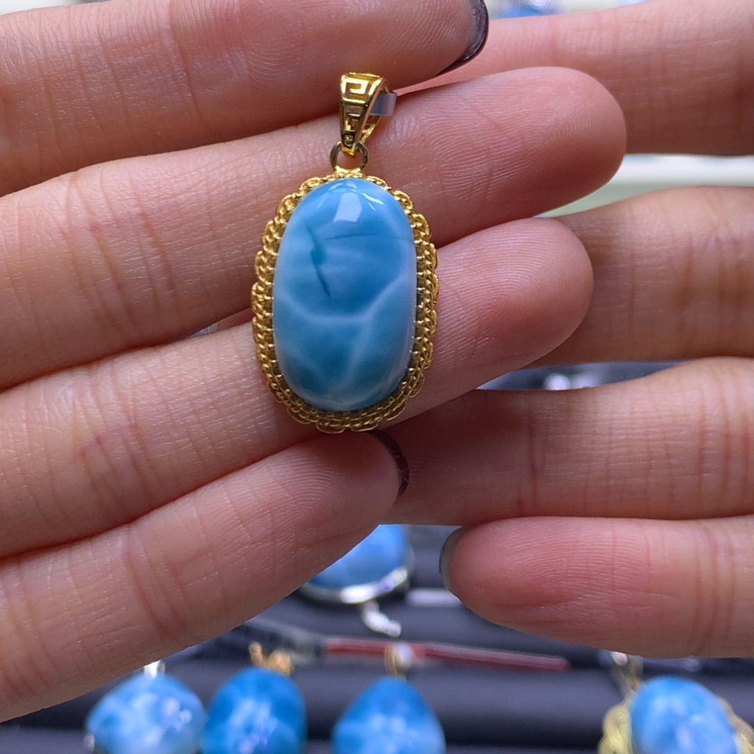 针钠钙石（海纹石）未镶嵌颈饰蛋面吊坠