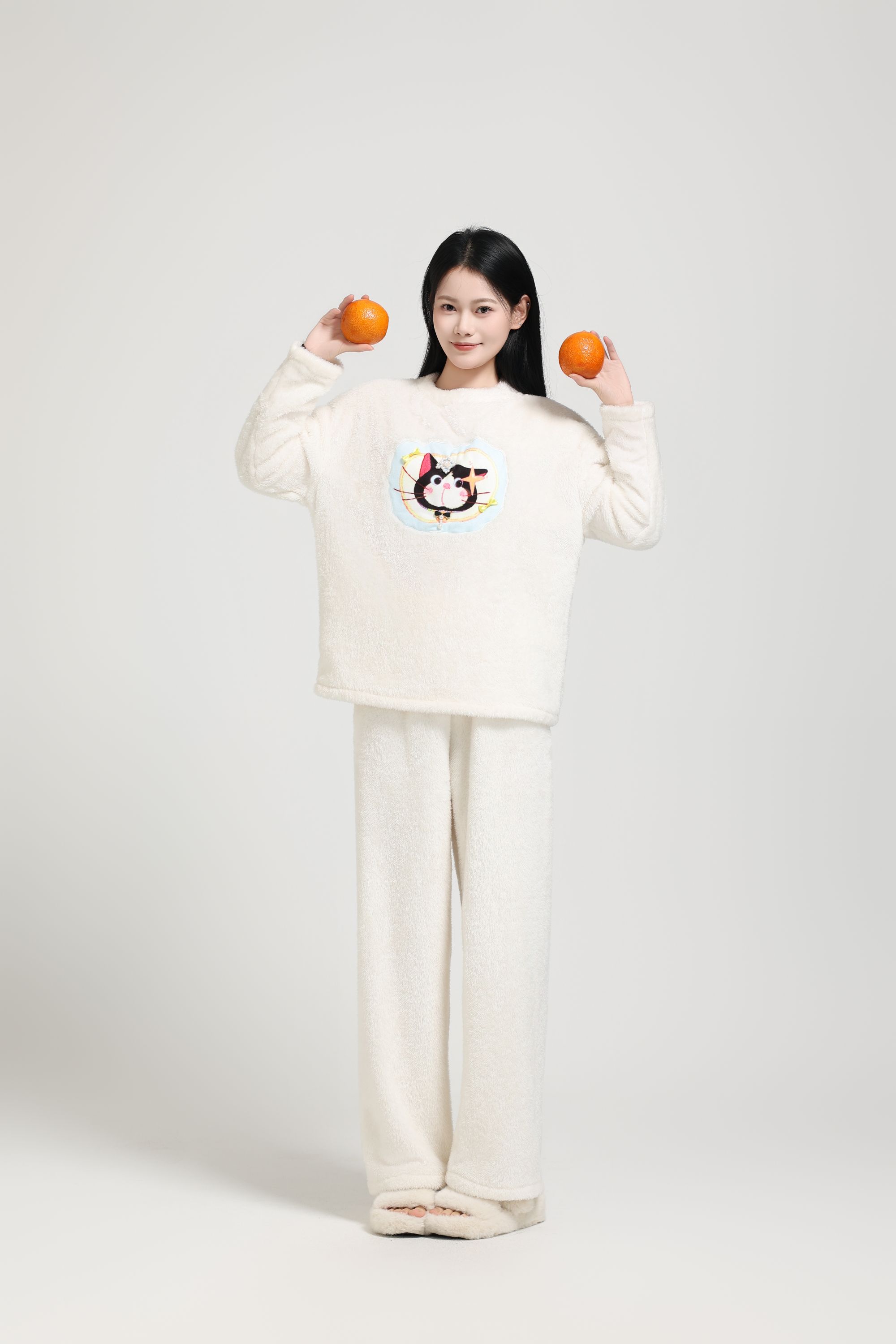 长袖厚款休闲冬季睡衣保暖居家家居服套装舒适舒适双面抗静电绒