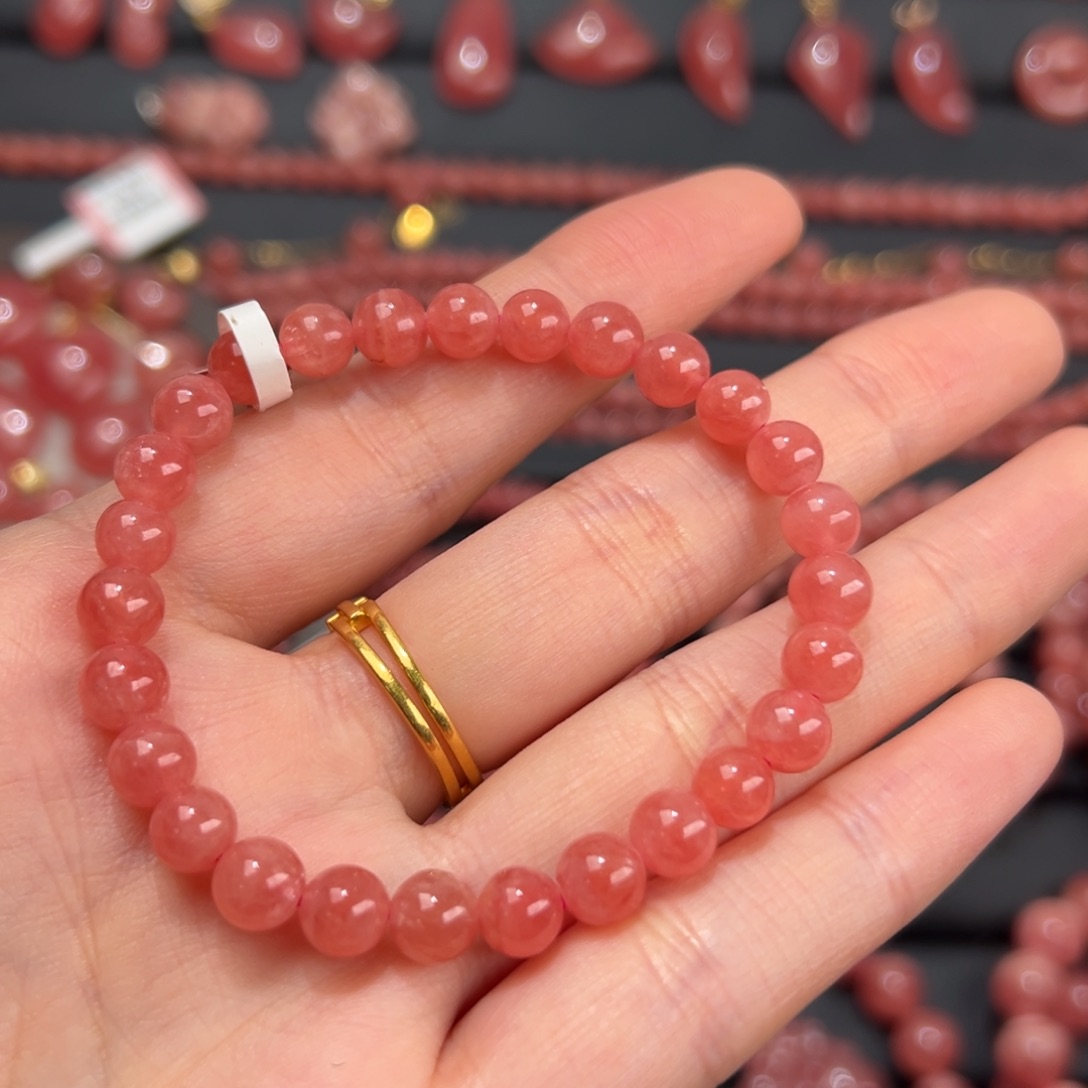 菱锰矿（红纹石）未镶嵌手绳