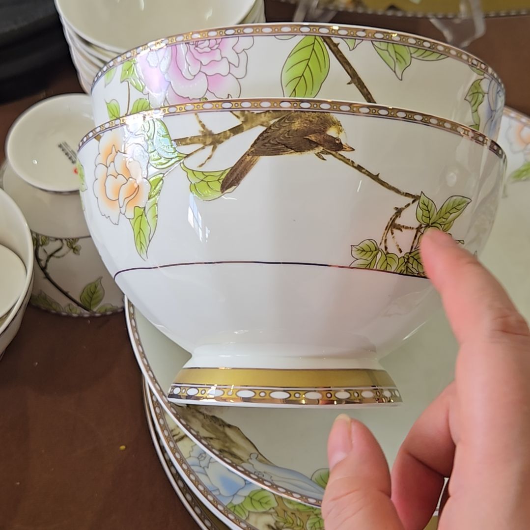 瓷片微瑕琴瑟和鸣6寸2个面碗66666