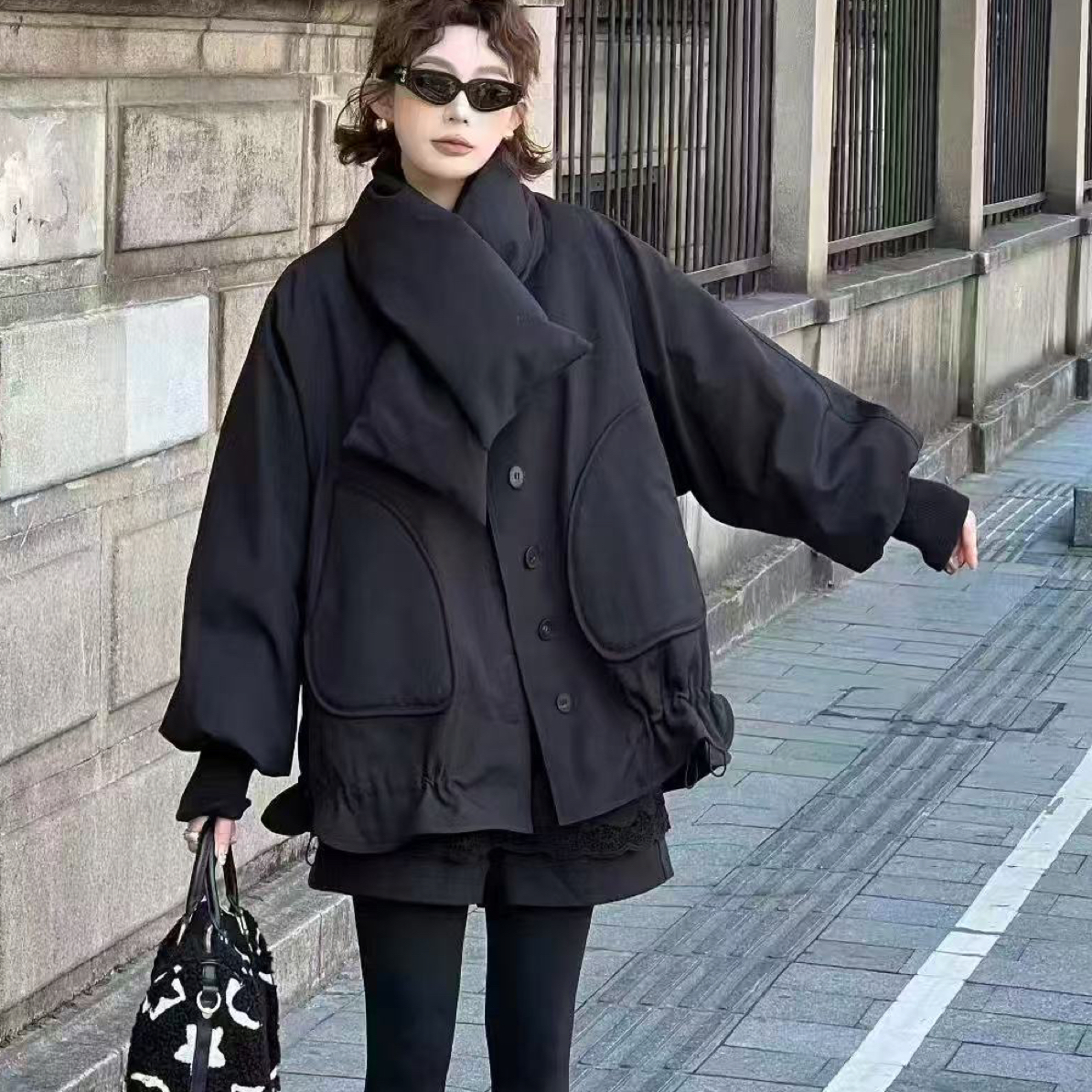 冬季围巾款90白鸭绒女韩版宽松加厚保暖显瘦百搭新款外套