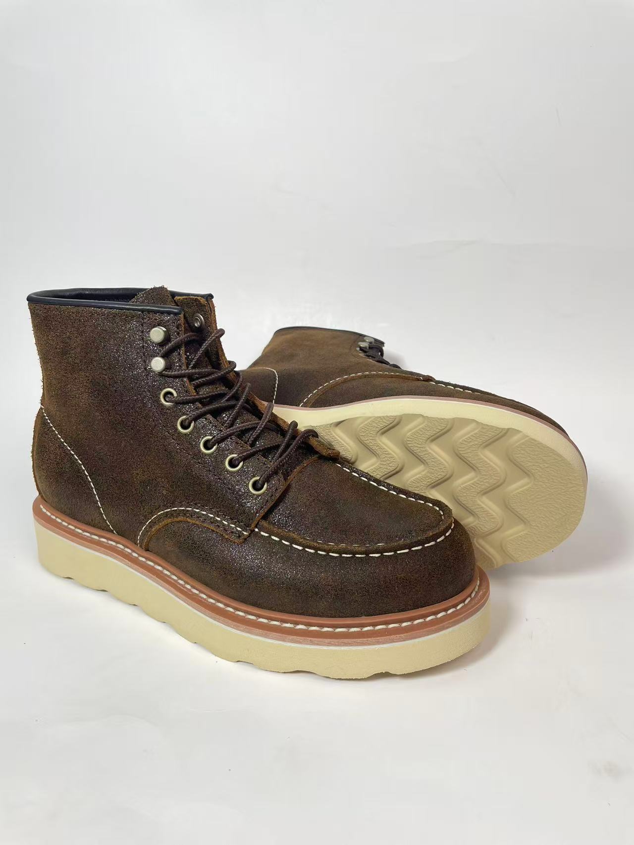 875方头系带百搭真皮时尚秋冬工装户外干净感875固特异875工装靴