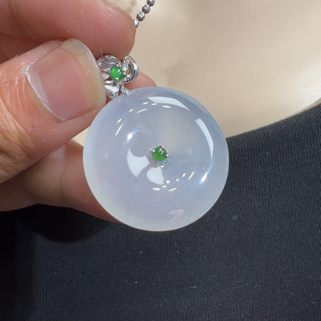 翡翠吊坠(不含链)18K金镶嵌