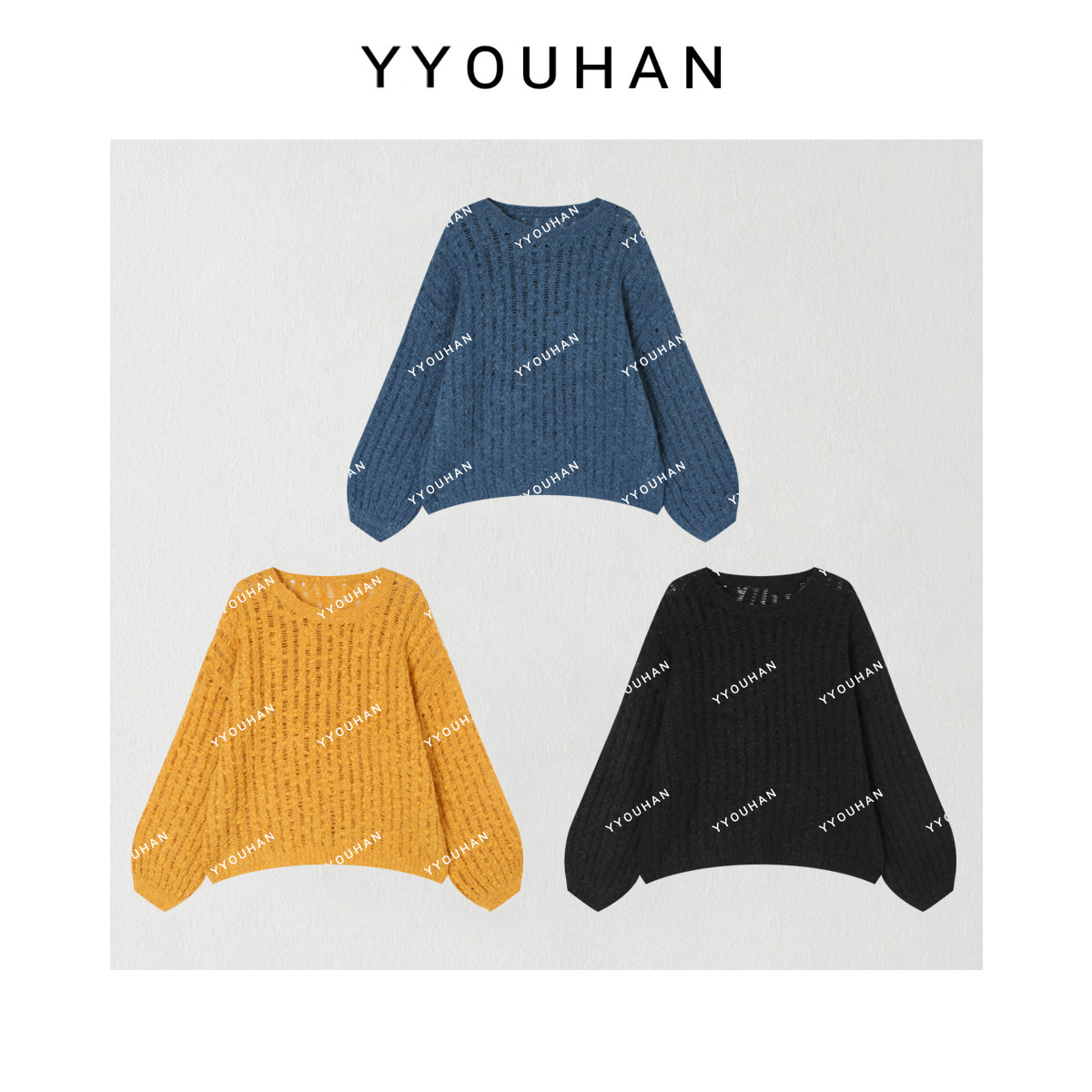 YYOUHAN 2025新款【晴川】小众设计极简风长袖毛针织衫 2025C5031