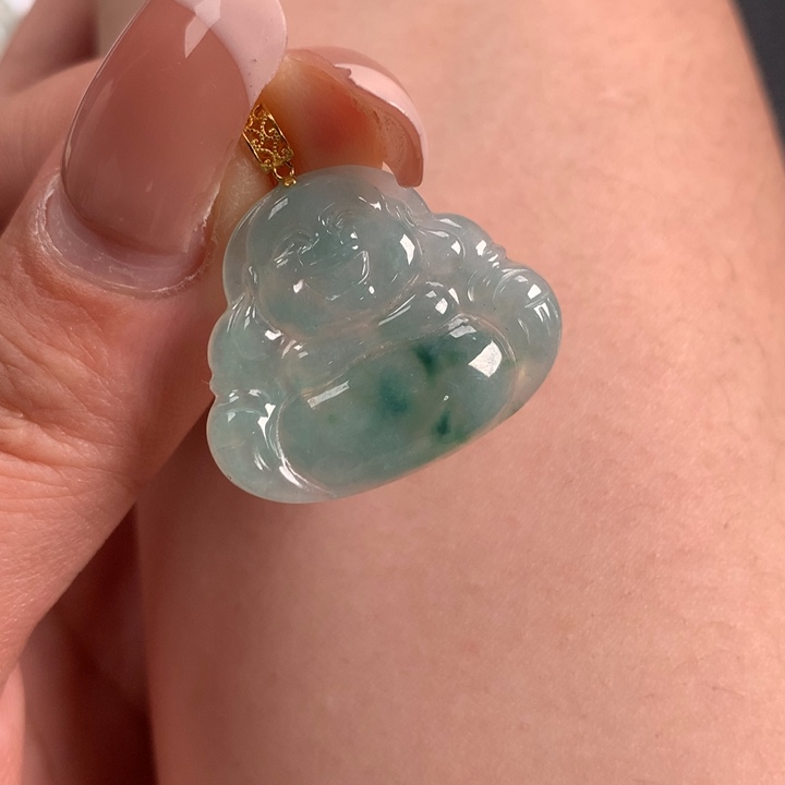 翡翠颈饰18K金镶嵌佛公