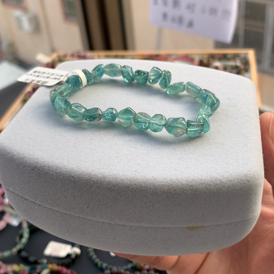 碧玺未镶嵌手链蓝碧玺原石随形