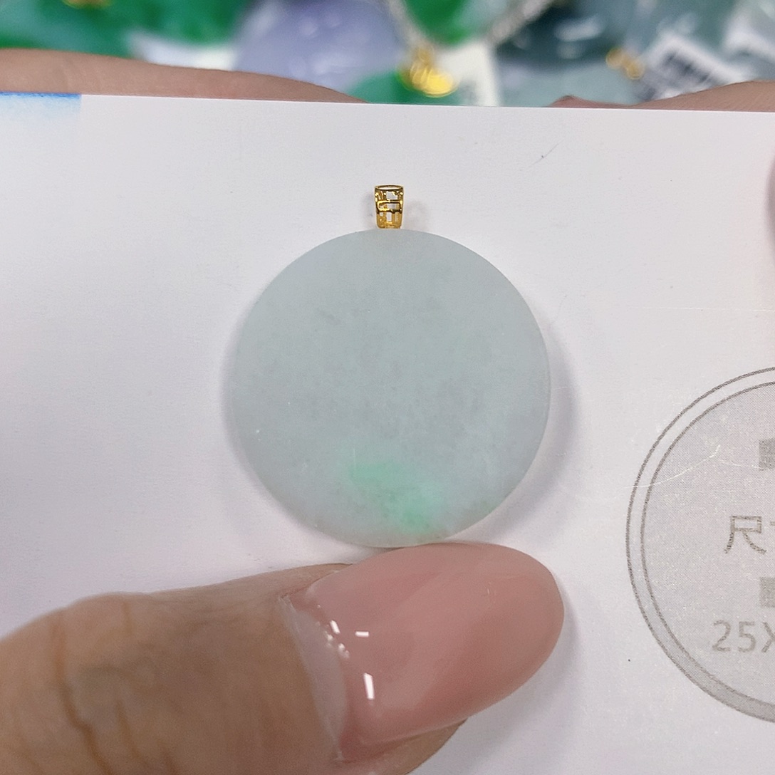 翡翠18K金镶嵌颈饰天然翡翠a货 百元以上9米证书费自理