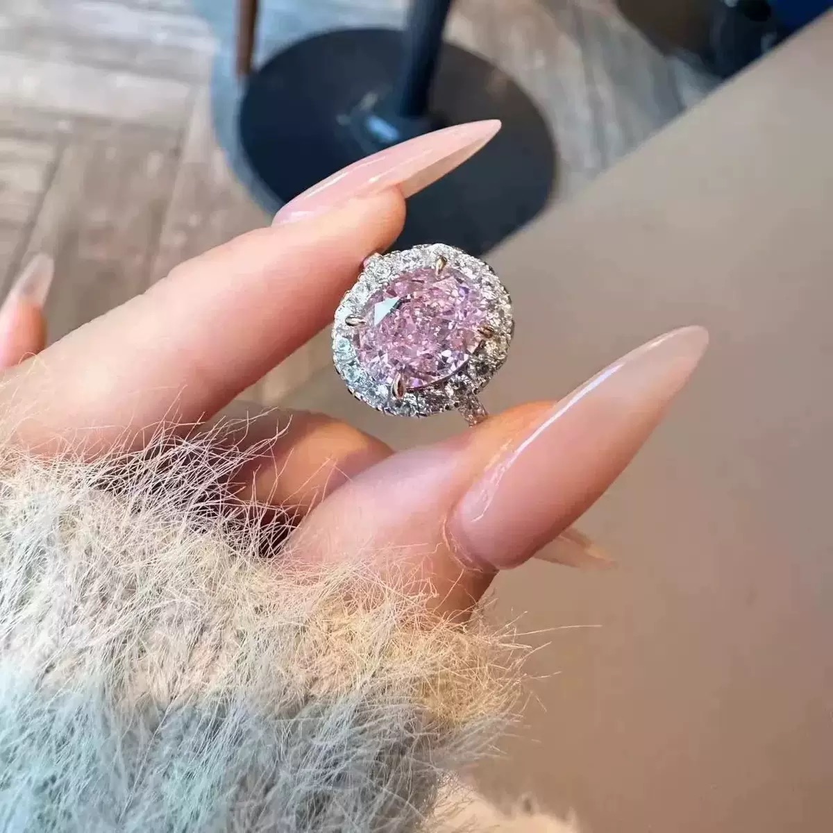 铜合金锆石戒指 璀璨姐妹超闪鸽子蛋戒指高级感满满开口戒指cc015