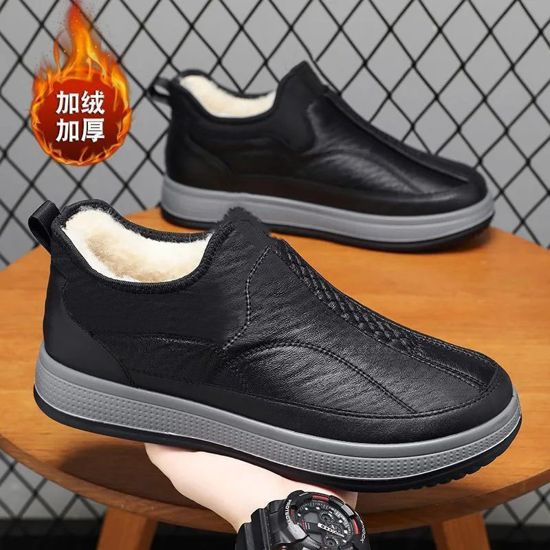 2025秋冬季加绒加厚保暖休闲男士棉鞋超厚老式棉鞋软底舒适男鞋