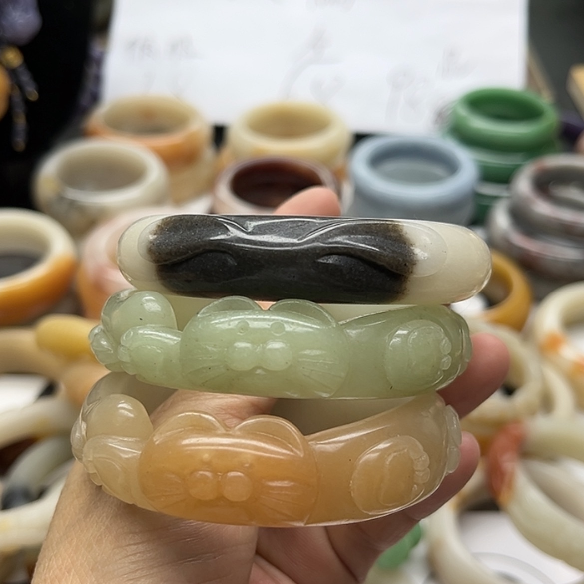 【闪购商品】石英质玉手镯未镶嵌招财猫福利