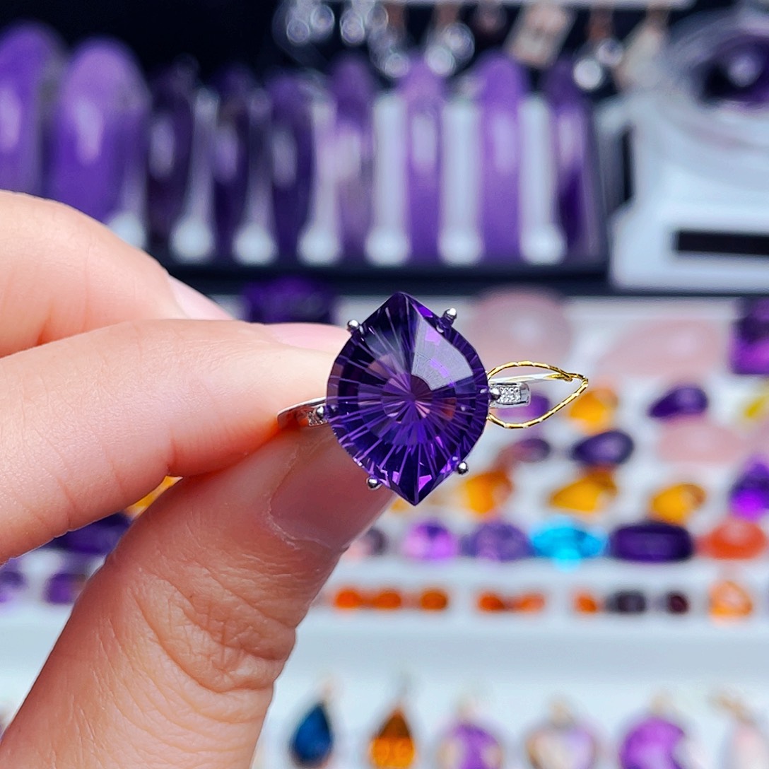 银S925镶嵌戒指紫晶天然保真