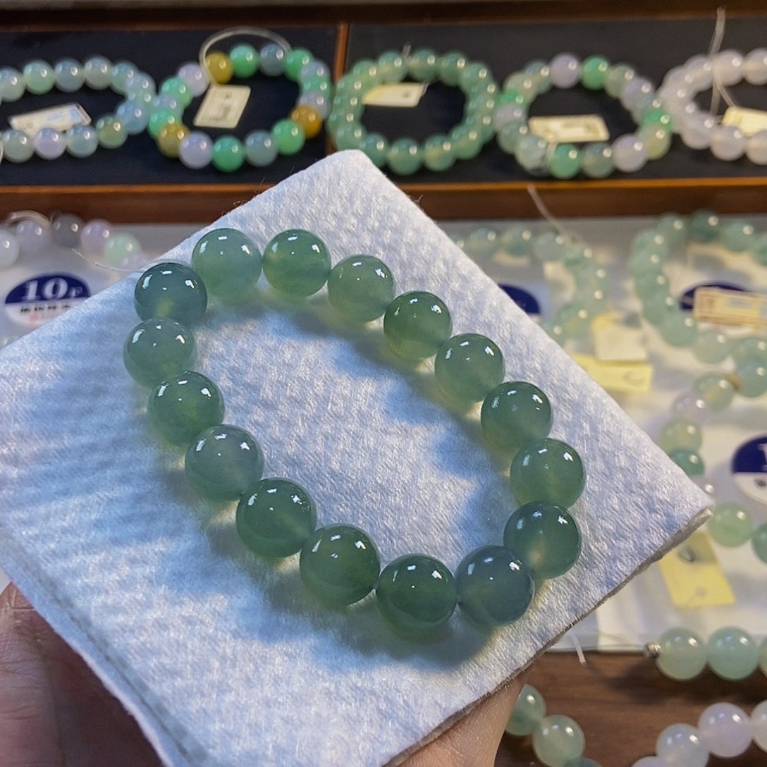 定制翡翠未镶嵌翡翠手串卡12+