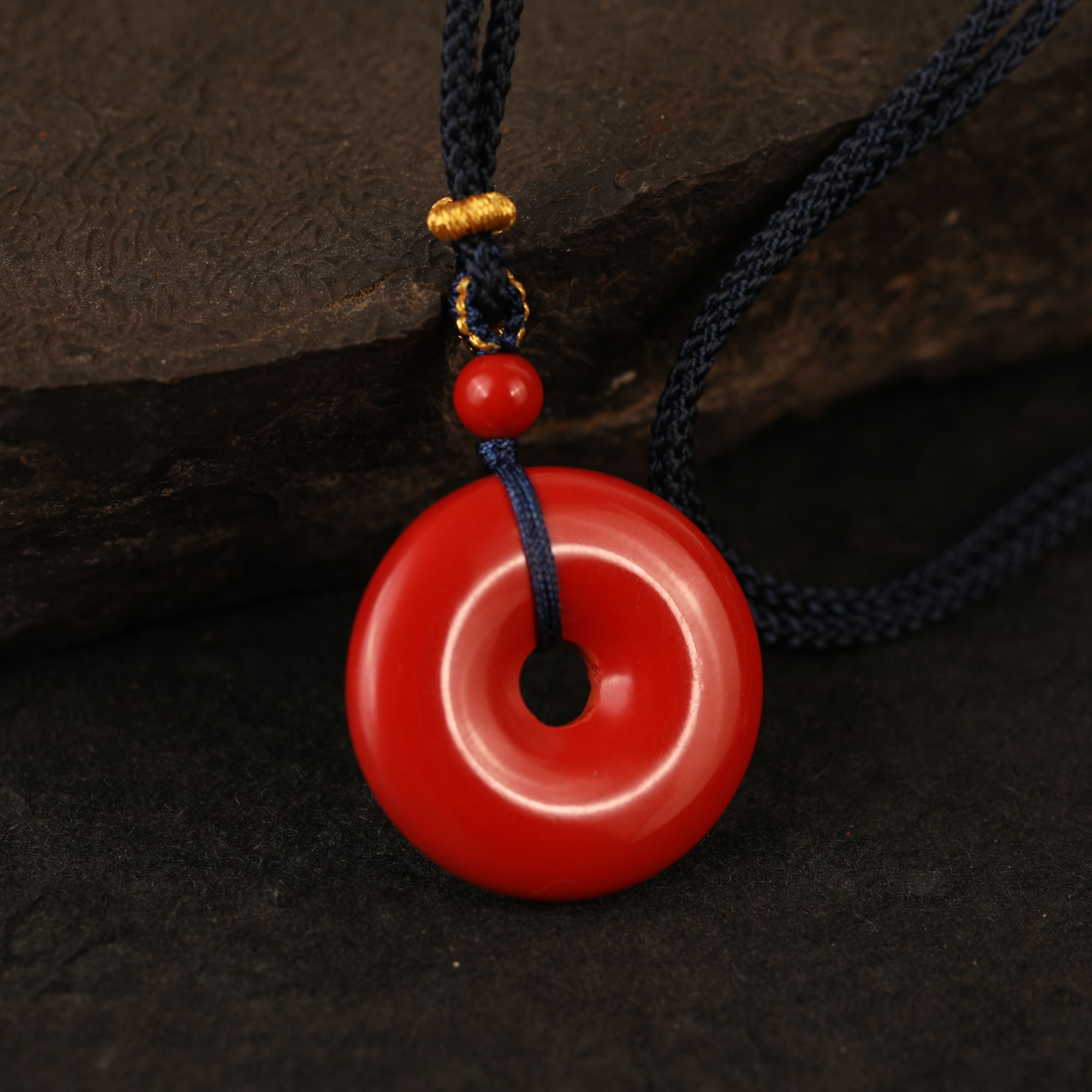 含辰砂工艺品【守护安康】男女同款 高含量朱砂平安扣吊牌