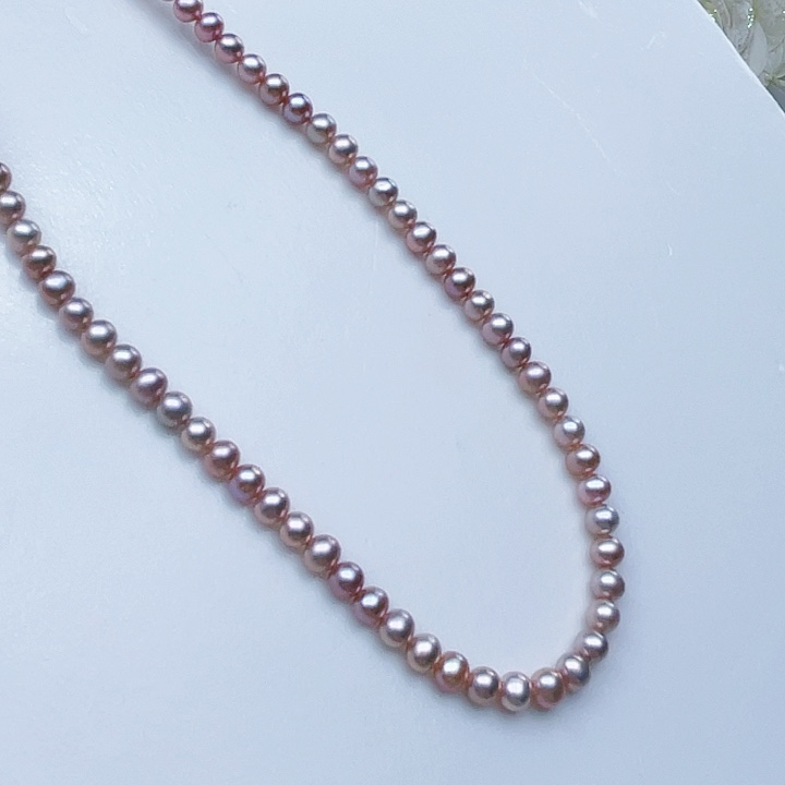 淡水珍珠颈饰18K金镶嵌卡5➕极光帝王紫