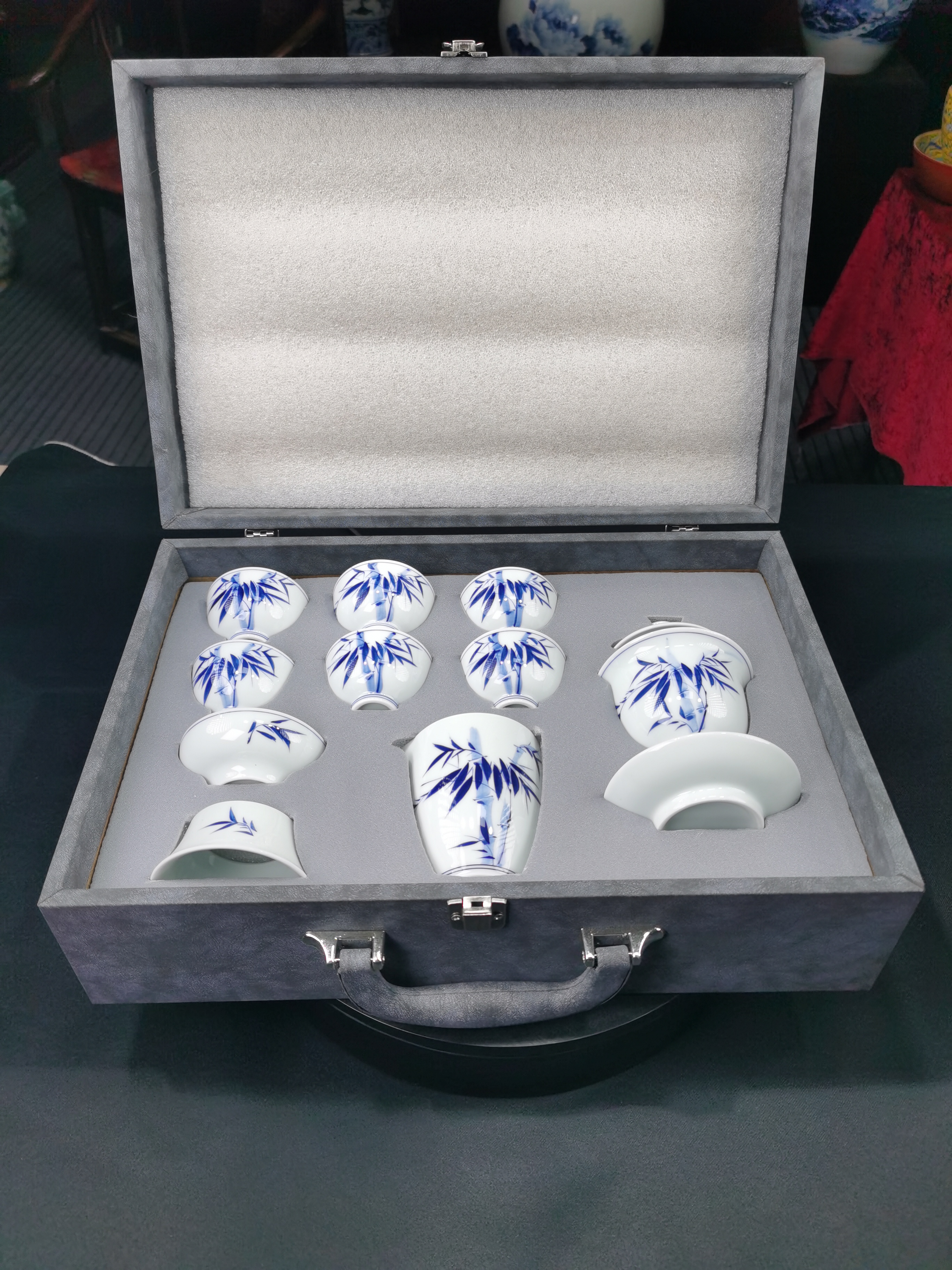 景德镇高温瓷茶具中式釉下彩复古家用家居会所办公室高档品茗佳品