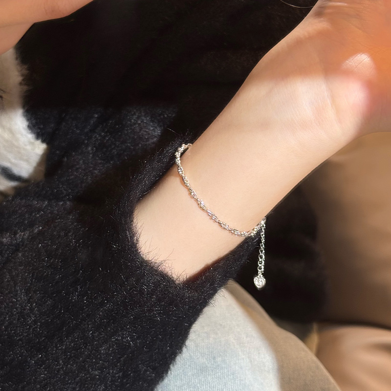 早兰 925银手链 【璟一手链】S925豆豆拼花双层缠绕设计感手链