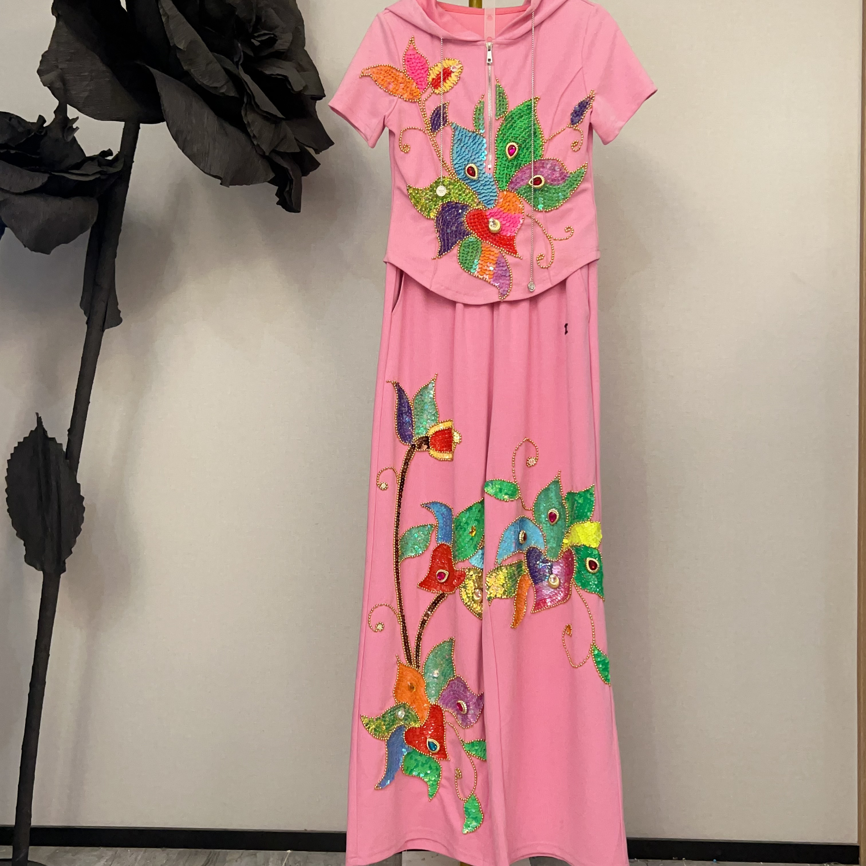 RR2179锐宝潮牌时尚个性设计师款重工刺绣绣花修身显瘦气质套装