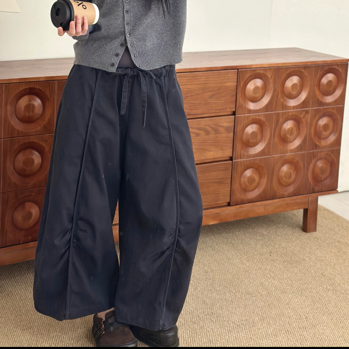 设计师品牌2026PS早春新款帅气休闲八分裤女复古系带裤AS