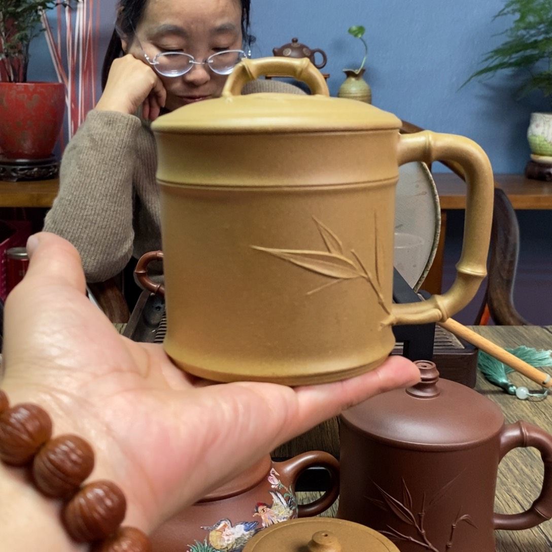 本山绿泥茶壶芝麻绿泥竹节盖杯