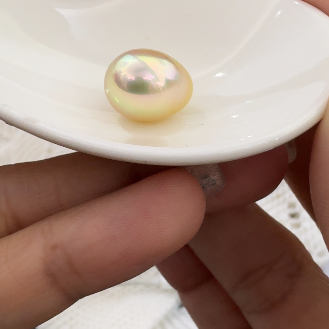 海水珍珠裸珠天然极光炫彩金珠