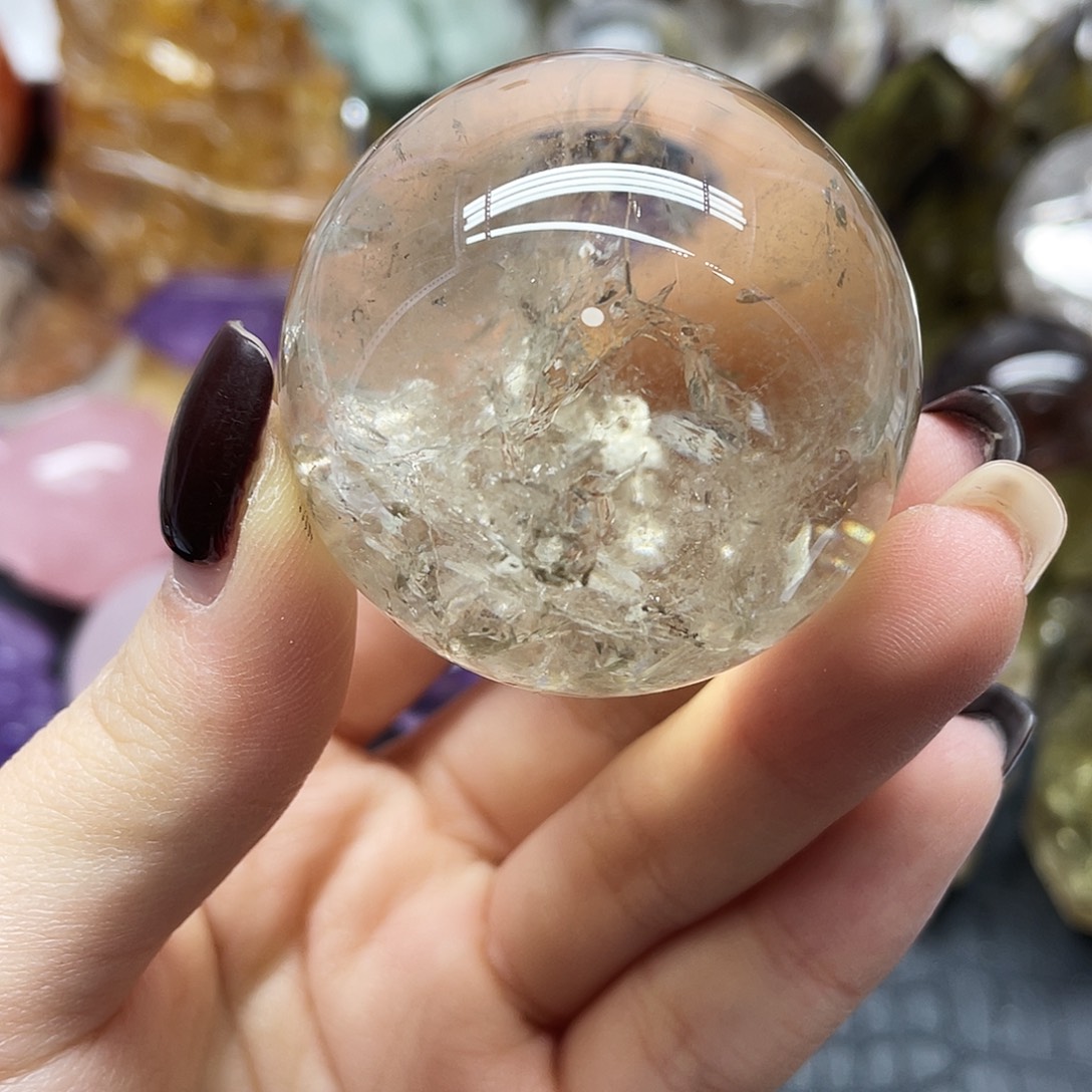 未镶嵌水晶珠宝半成品7茶黄晶44mm