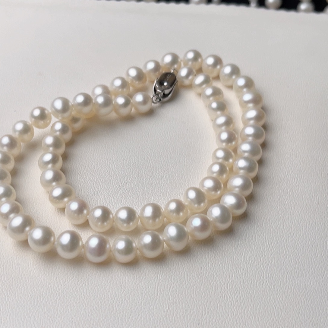 l***y淡水珍珠颈饰银S925镶嵌7-8