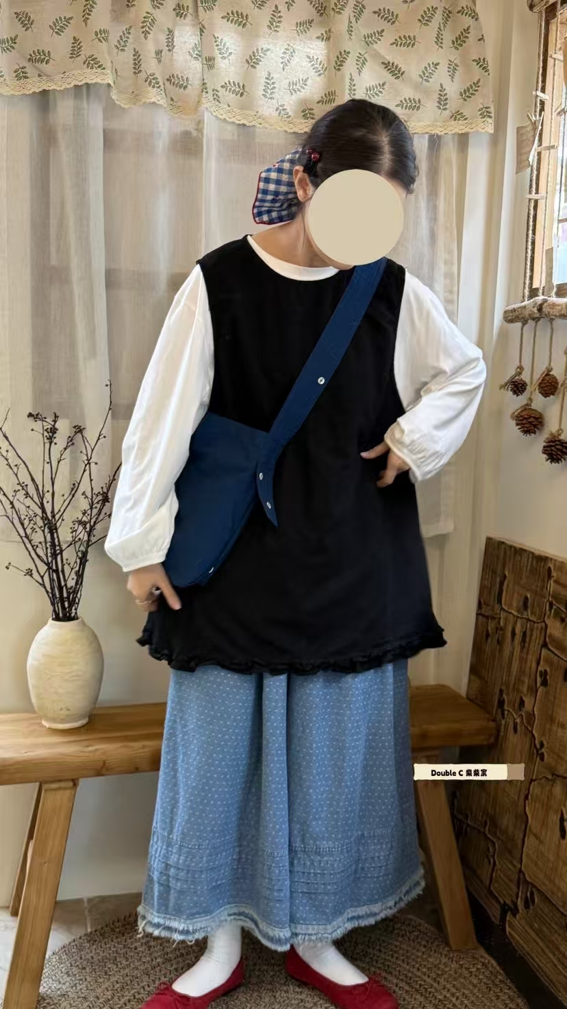 CHAI#98058#后背扣木耳边马甲 FL