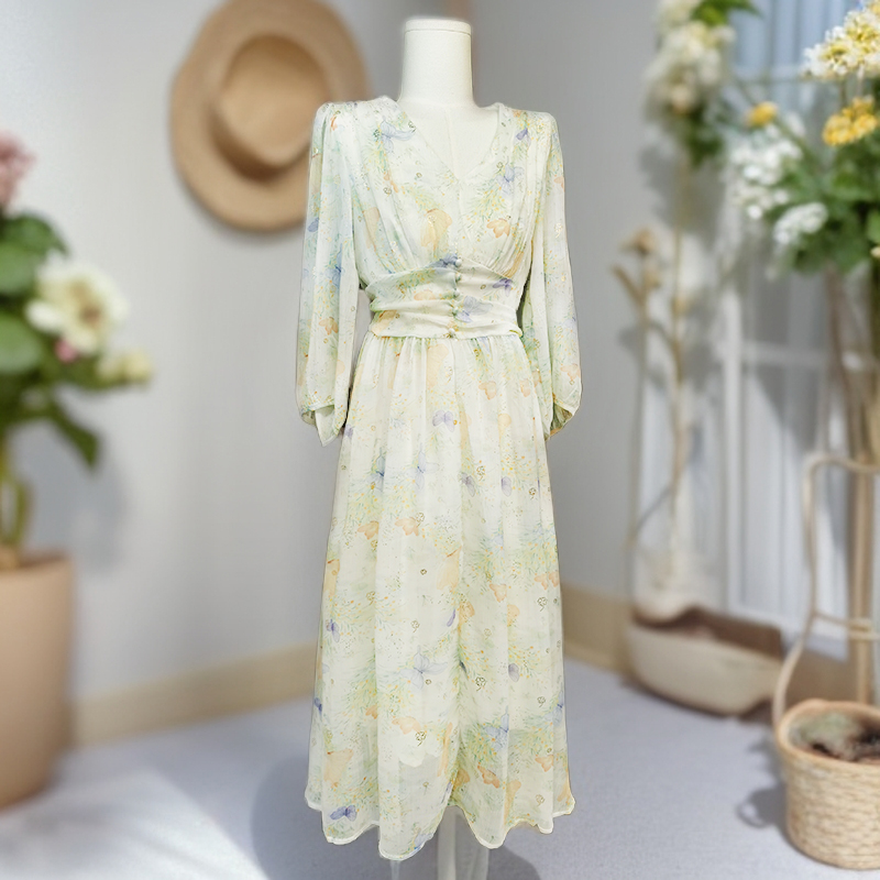 千语栀【鸢鸢水仙】夏天超漂亮女士碎花连衣裙子显瘦收腰a字连衣裙