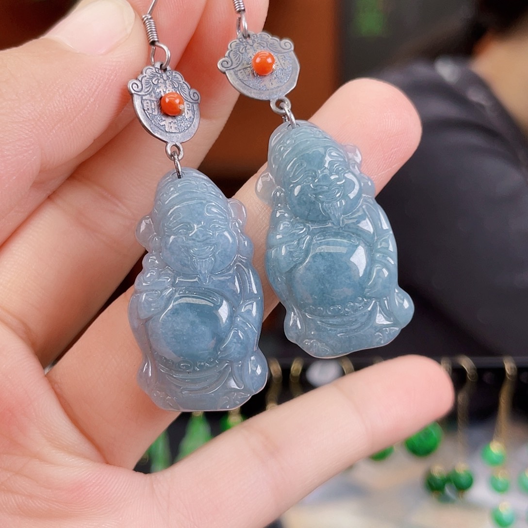 翡翠未镶嵌耳饰饰品