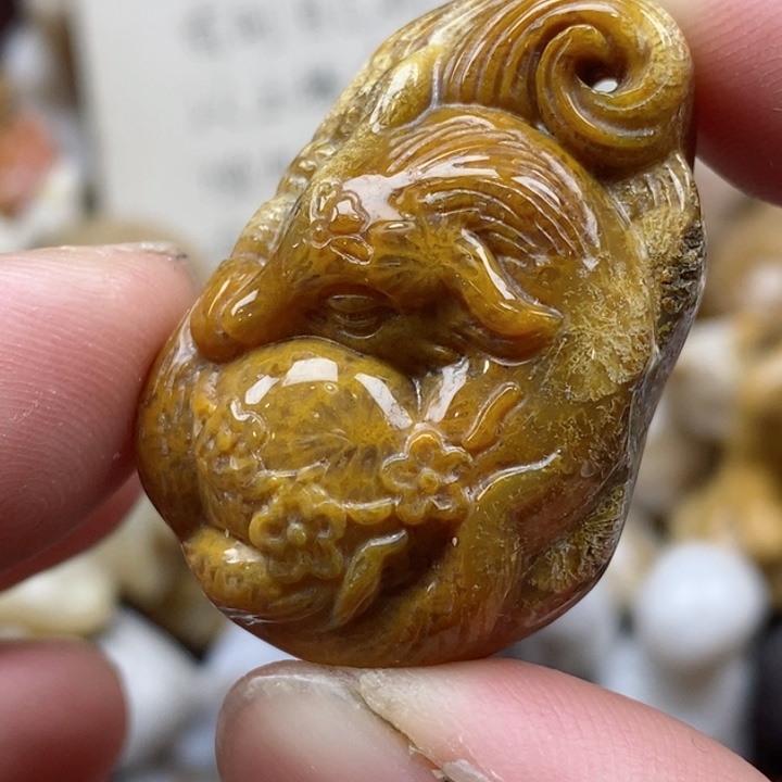 颈饰未镶嵌硅化珊瑚（珊瑚玉）有瑕 小