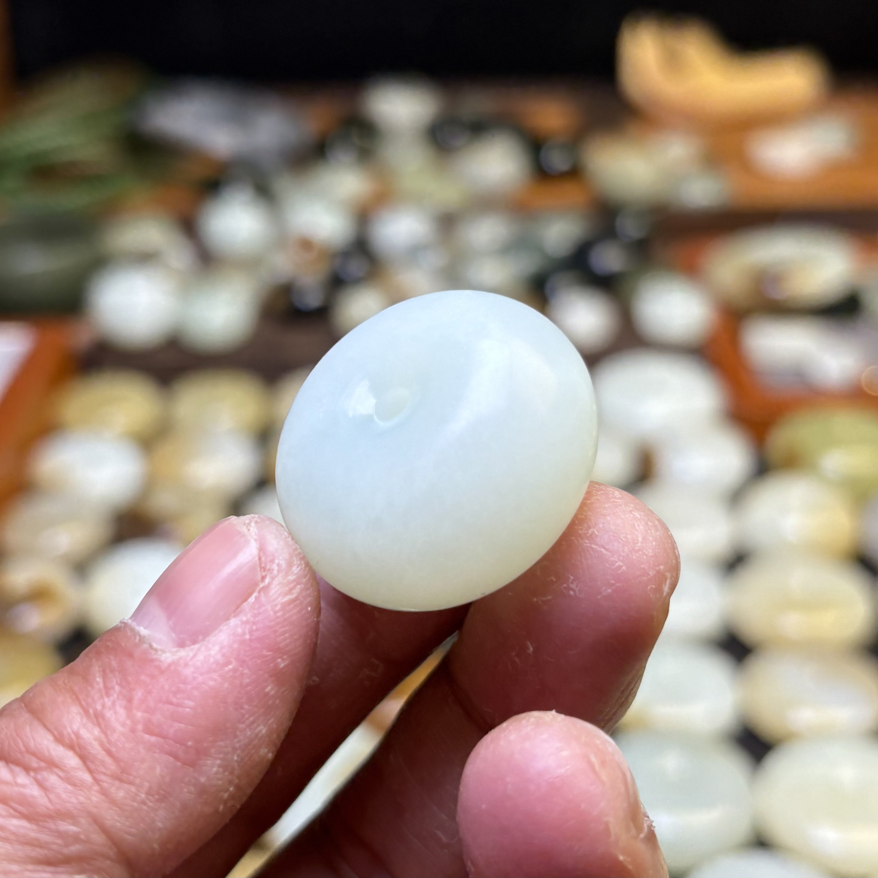 29✖️18新疆和田玉白玉面包扣平安扣吊坠挂件细润老熟